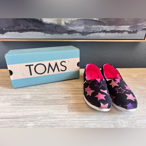 TOMS Women's Starry Slip-Ons - Black and Pink - Picture 1 of 5